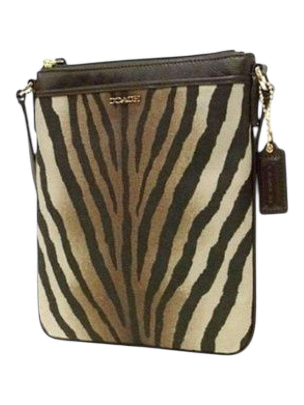 Coach Zebra Print Brown Leather Crossbody Bag